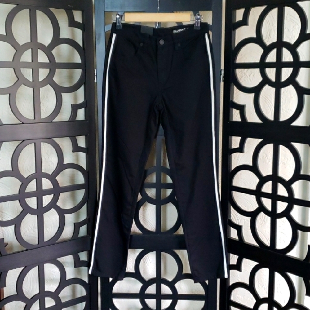 BLANK NYC The Rivington Black with White Stripe High Rise Jeans